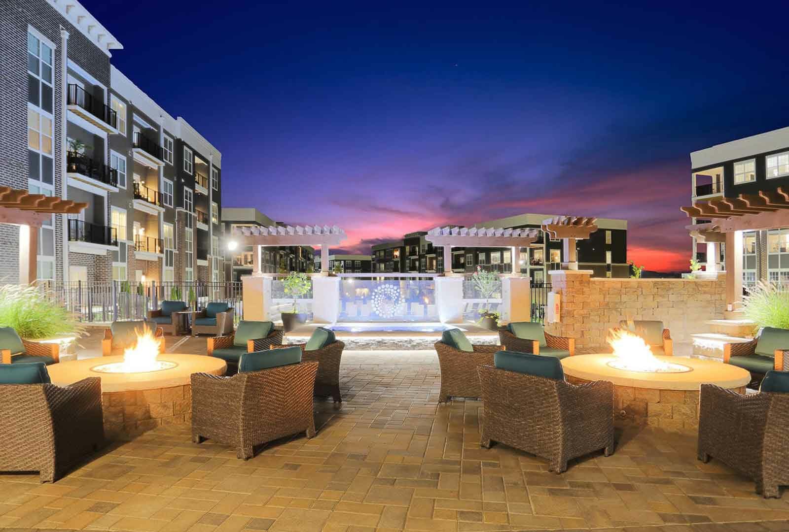 Allure social deck with fire pits and grilling stations