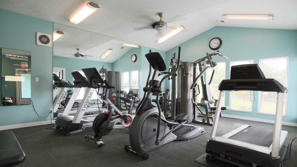 Fitness center with exercise machines at Fox Chase North.