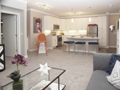 Overview of an open concept apartment at Allure.