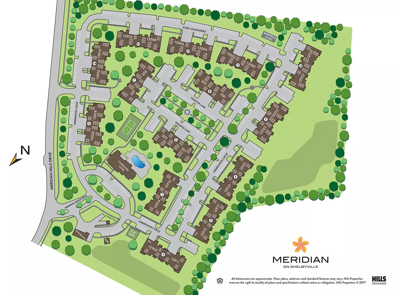 Meridian on Shelbyville apartment complex map