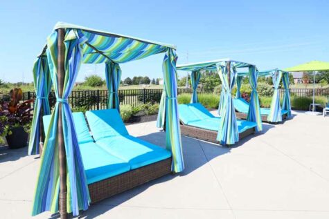 Three luxury poolside cabana beds at Palmera.