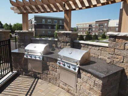 Community patio with resident grilling space.