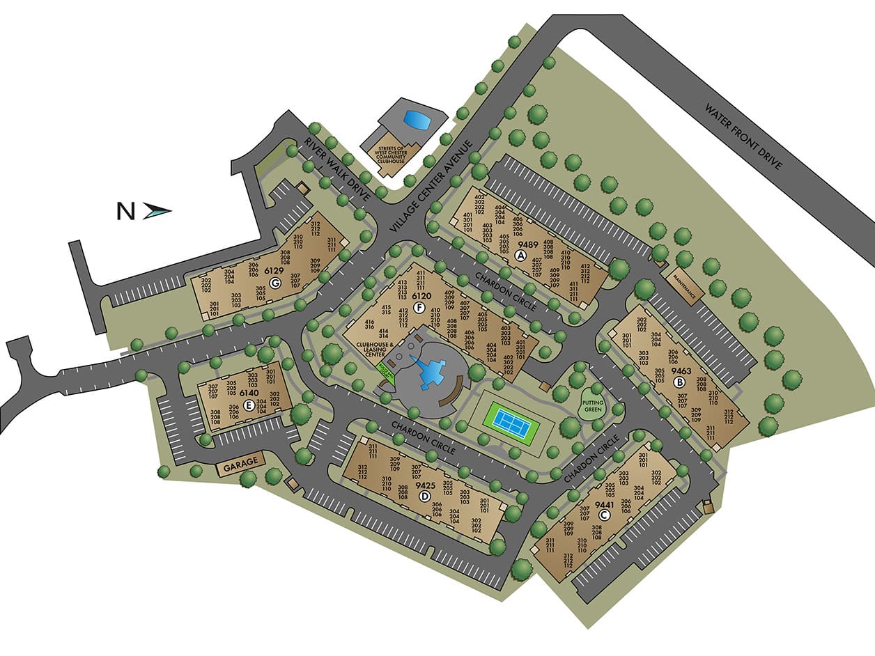 Savoy at the Streets of West Chester apartment complex map