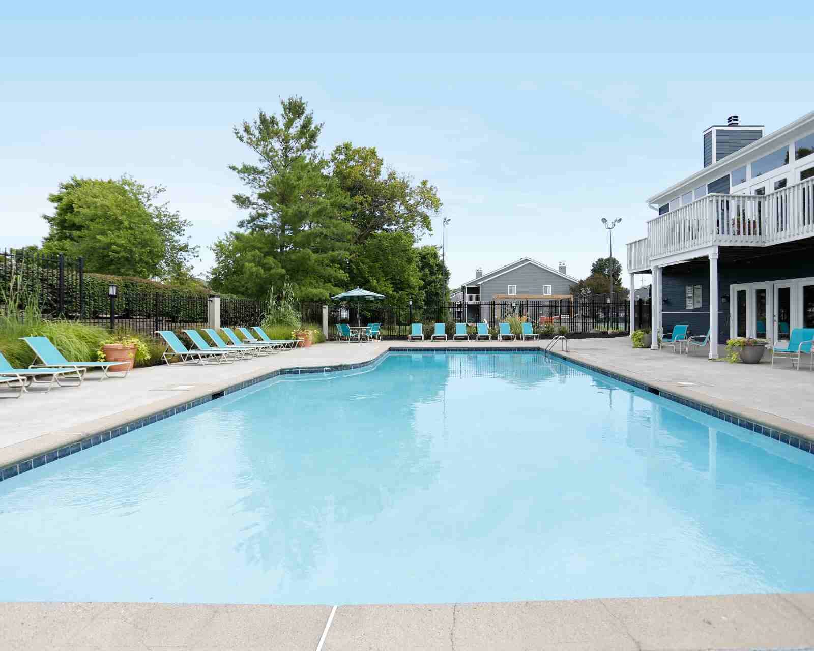 Clubhouse pool at Island Club Apartments.