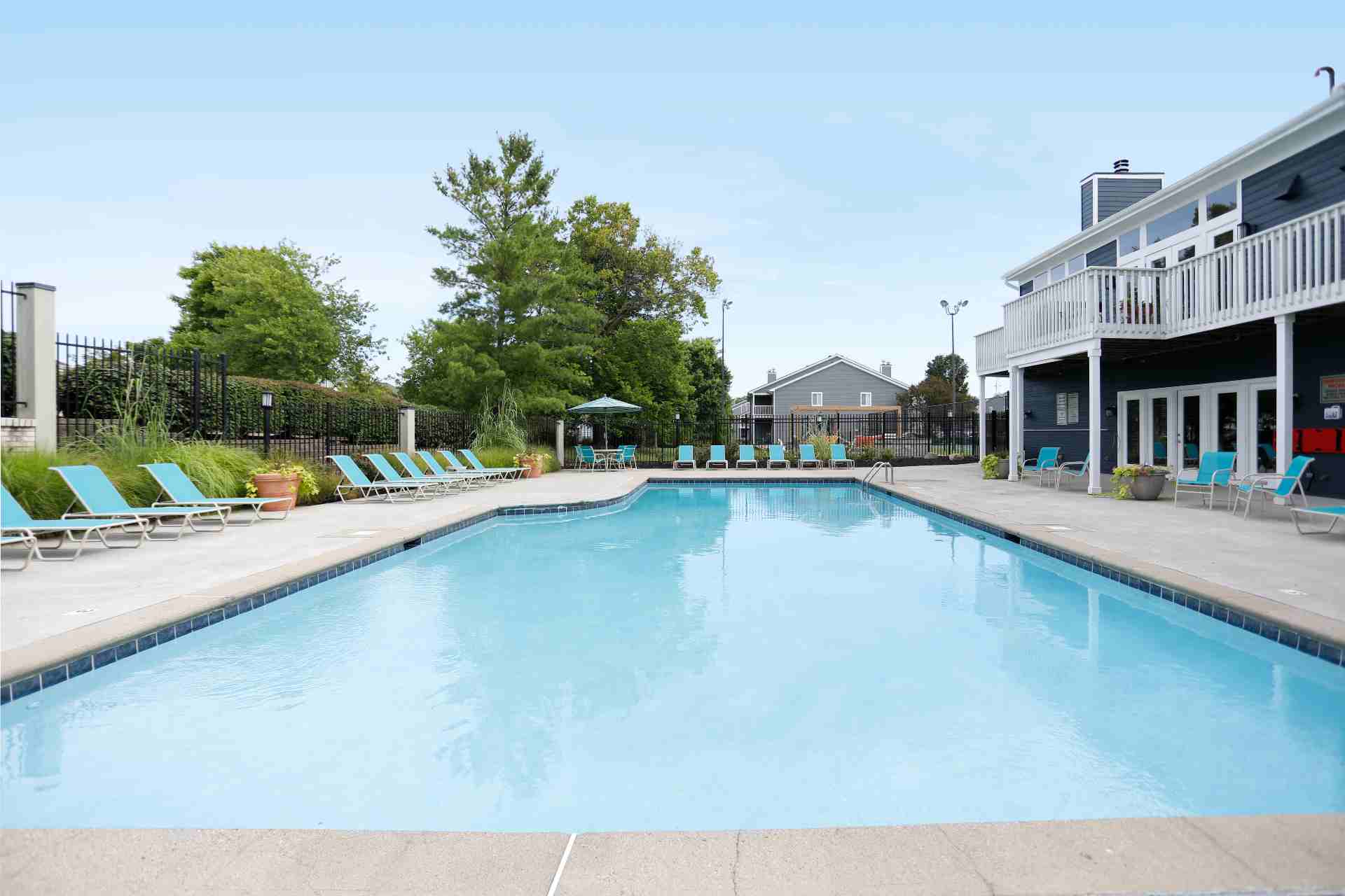 Clubhouse pool at Island Club Apartments.