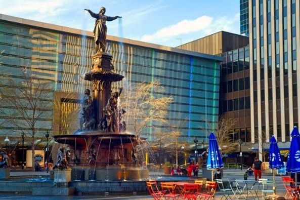 The Genius of Water Fountain in Fountain Square.