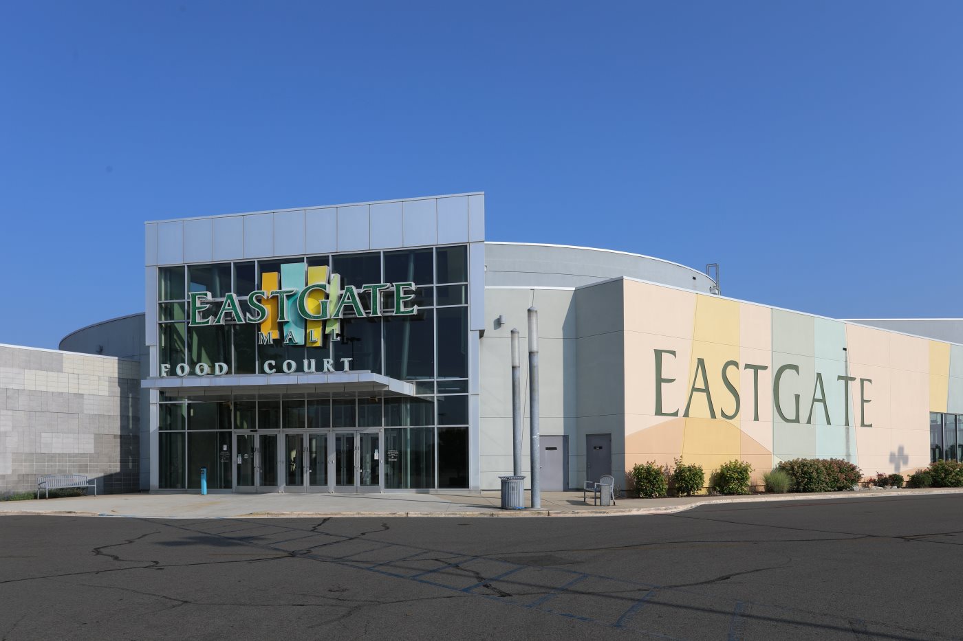 An exterior view of the East Gate Mall near the Fox Chase North community.