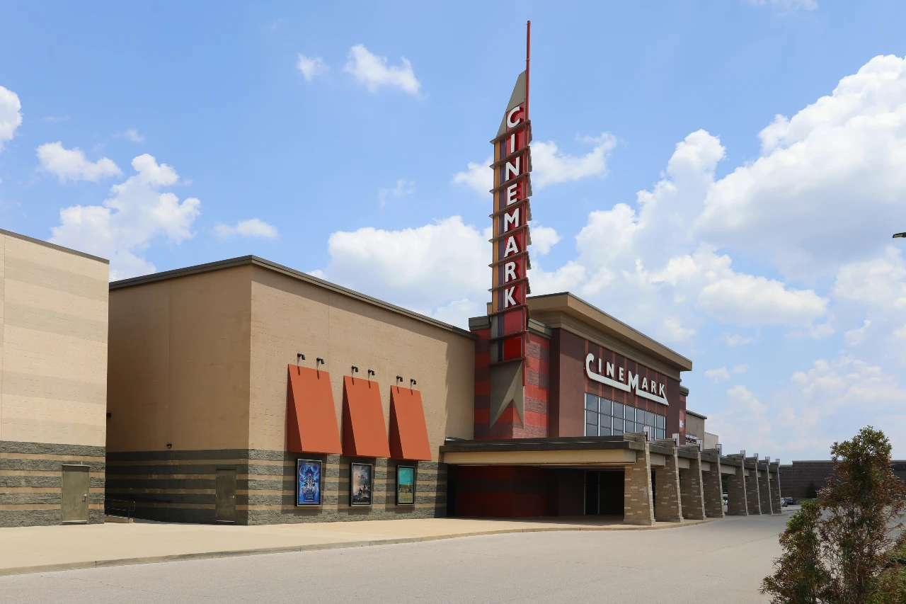 Exterior of Cinemark theaters.
