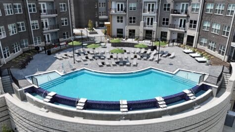 Vantage at Anderson Towne Center Sparkling Swimming Pool and modern pool deck area