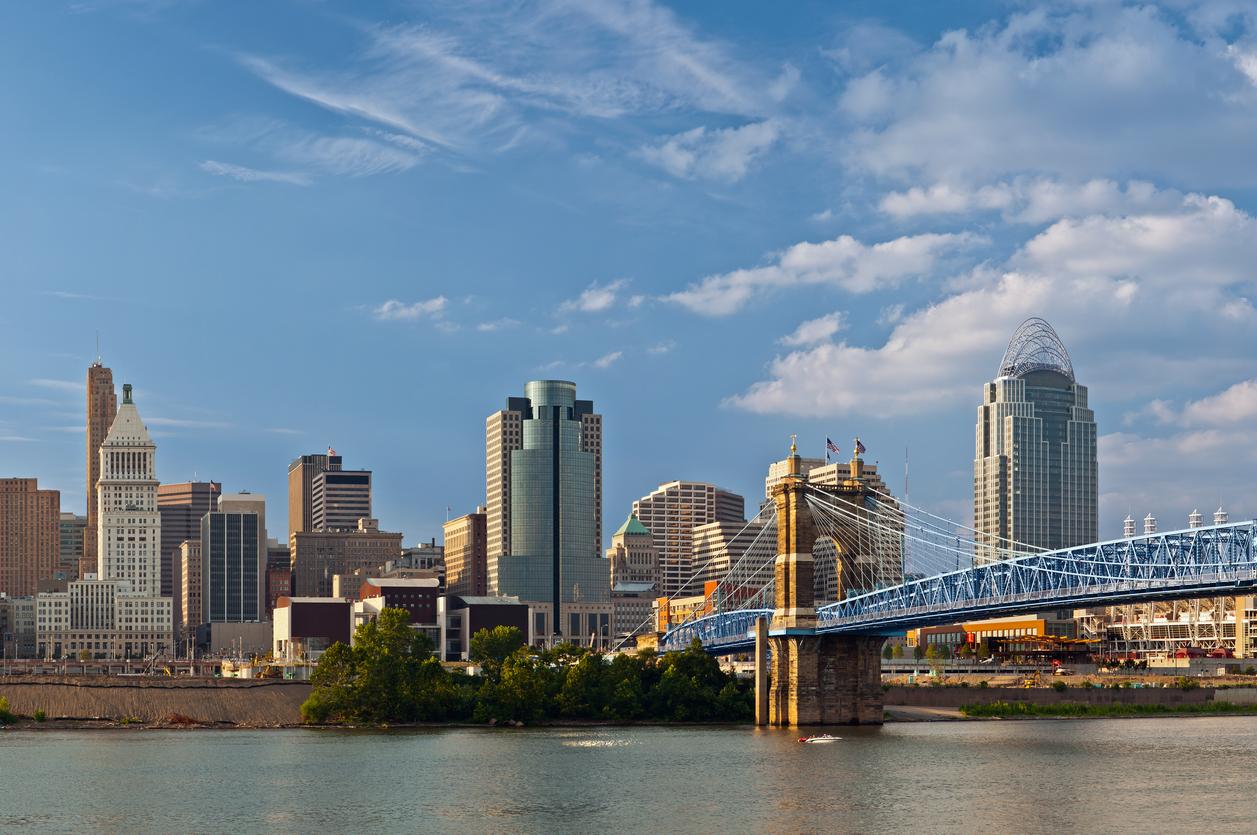 Cincinnati skyline on a sunny day