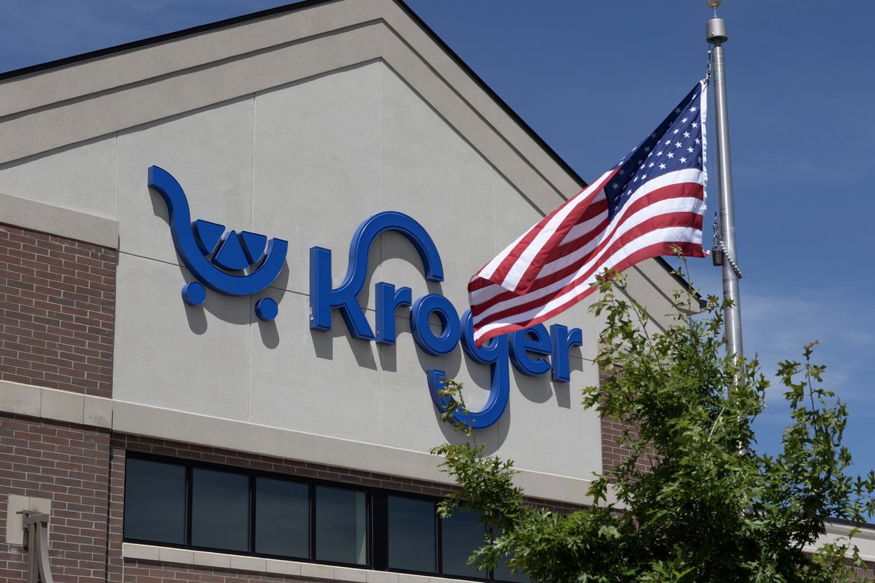The outside of a Kroger store.