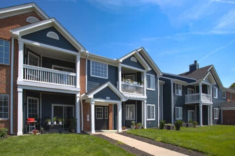 Exterior of residential building at Emerald Lakes in Greenwood, Indiana
