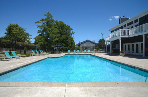 Sparkling community pool at Island Club Apartments near Maineville, Ohio, providing a refreshing retreat for residents throughout the season.