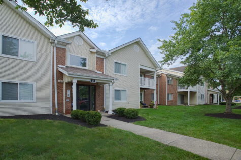 Scenic community view at Fox Chase South Apartments in Southgate, Kentucky, highlighting attractive apartment homes, lush landscaping, and a peaceful setting.