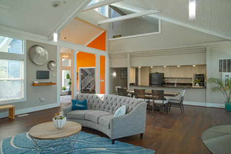 Bright clubhouse interior at Island Club Apartments in Deerfield Township, Ohio, offering comfortable seating areas and welcoming gathering spaces for residents.