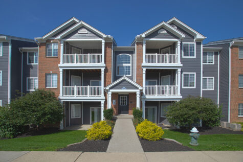 Apartment homes at Waterford Place Apartments in Loveland, Ohio, featuring well-maintained exteriors, mature landscaping, and a peaceful residential setting.