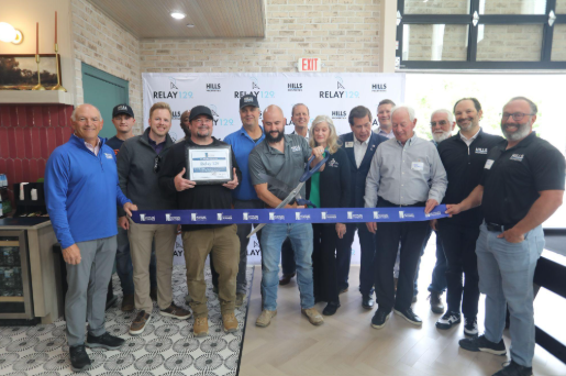HILLS executives ribbon cutting the opening of Relay 129.